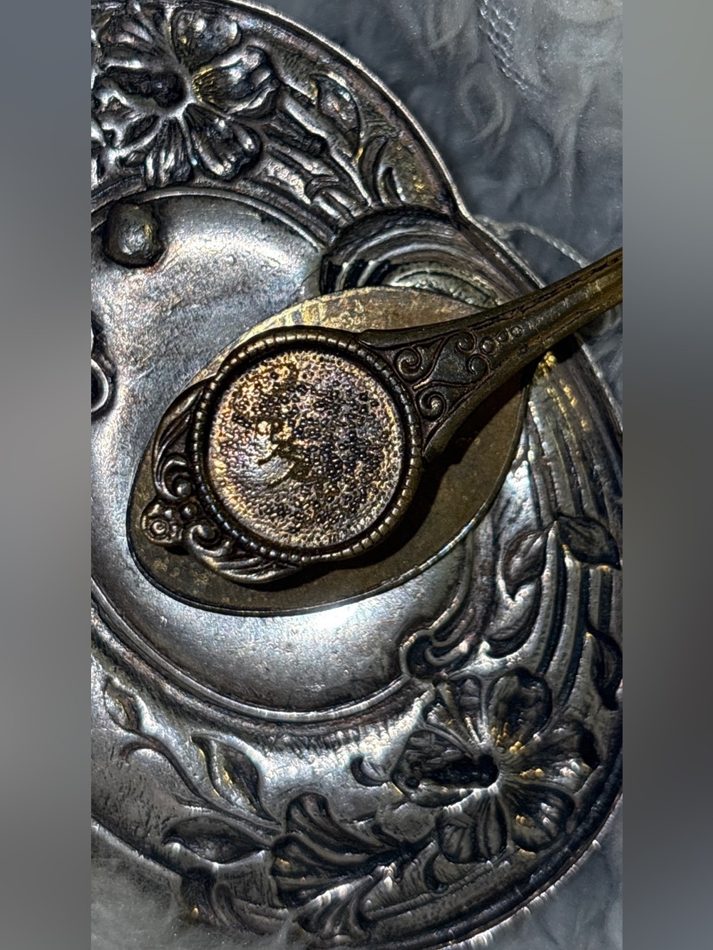 RARE Vintage Mixed Metal Tiger Statement Pendant Art Nouveau Oval Auburn GameDay - Picture 9 of 13